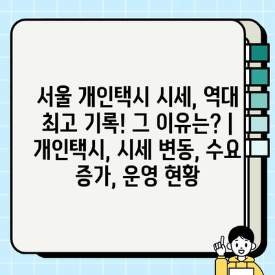 서울 개인택시 시세, 역대 최고 기록! 그 이유는? | 개인택시, 시세 변동, 수요 증가, 운영 현황