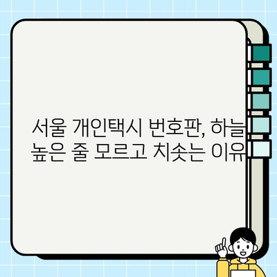 서울 개인택시 번호판 가격 폭등| 원인 분석과 미래 전망 | 개인택시, 택시 시장, 운송 산업