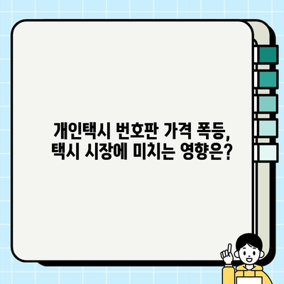 서울 개인택시 번호판 가격 폭등| 원인 분석과 미래 전망 | 개인택시, 택시 시장, 운송 산업