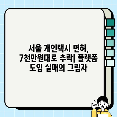 플랫폼 도입 실패로 서울 개인택시 면허 가치 7천만원대 추락| 원인 분석 및 전망 | 택시 시장, 플랫폼 경쟁, 면허 가치 하락