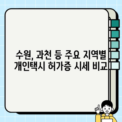 경기도 개인택시 허가증 시세, 지역별 확인 방법 총정리| 수원, 과천, 군포, 의왕, 안양, 부천, 고양 포함 | 개인택시, 허가증, 시세, 지역별 정보, 택시 사업