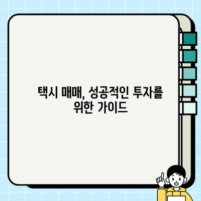 개인택시 양수 조건 완화, 시세 역대급 상승! | 택시 시장 분석, 양수 가이드, 매매 전략