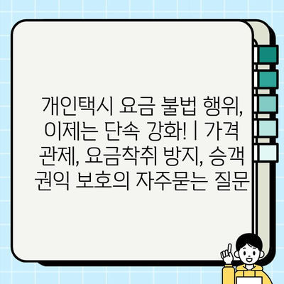 개인택시 요금 불법 행위, 이제는 단속 강화! | 가격 관제, 요금착취 방지, 승객 권익 보호