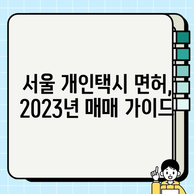 서울 개인택시 면허, 가격 & 판매 조건 상세 분석 | 2023 최신 정보, 매매 가이드, 필수 확인 사항