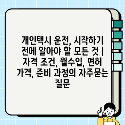 개인택시 운전, 시작하기 전에 알아야 할 모든 것 | 자격 조건, 월수입, 면허 가격, 준비 과정