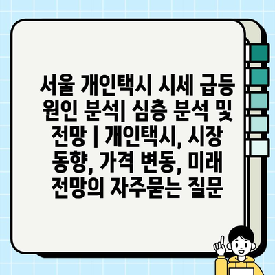 서울 개인택시 시세 급등 원인 분석| 심층 분석 및 전망 | 개인택시, 시장 동향, 가격 변동, 미래 전망