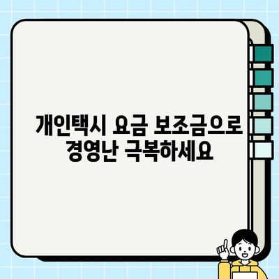 개인택시 요금 보조금, 영세 사업자 경영 안정 지원| 자세한 내용과 신청 방법 | 택시, 보조금, 지원 정책, 경제 지원