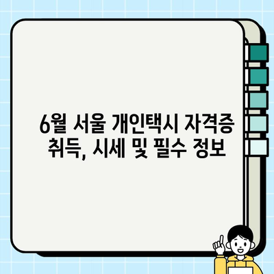 6월 서울 개인택시 자격증 취득, 시세 및 필수 정보 | 면허, 시험, 운행, 수입, 준비