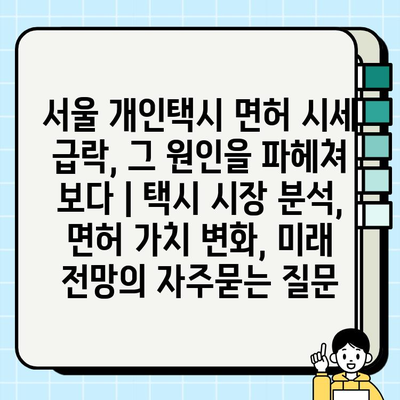 서울 개인택시 면허 시세 급락, 그 원인을 파헤쳐 보다 | 택시 시장 분석, 면허 가치 변화, 미래 전망