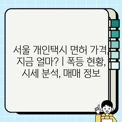 서울 개인택시 면허 가격, 지금 얼마? | 폭등 현황, 시세 분석, 매매 정보
