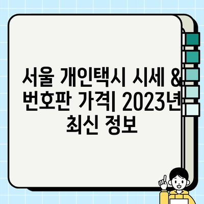 서울 개인택시 시세 & 번호판 가격 기준| 2023년 최신 정보 | 개인택시, 시세, 가격, 매매, 번호판, 서울