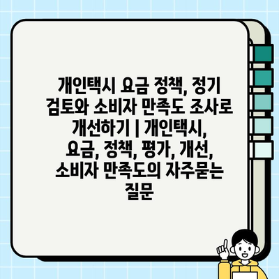 개인택시 요금 정책, 정기 검토와 소비자 만족도 조사로 개선하기 | 개인택시, 요금, 정책, 평가, 개선, 소비자 만족도
