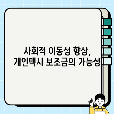 개인택시 요금 보조금 도입| 저소득층과 취약 계층의 교통 접근성 향상 | 사회적 이동성, 교통 복지, 정책 분석