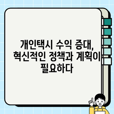 개인택시 업계, 새로운 도약을 위한 정책과 계획 |  택시 산업 발전, 플랫폼 연계, 수익 증대 방안