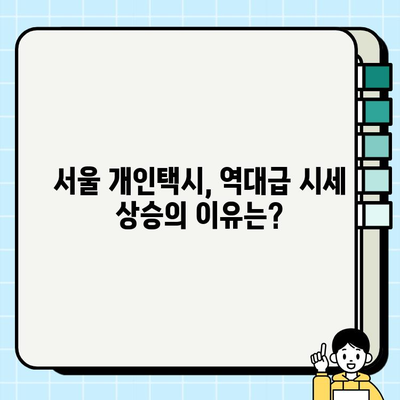 서울 개인택시 시세 역대급 상승! 📈  인상 원인과 미래 전망 | 개인택시, 택시 시장, 서울 운송 시장, 사업 전망