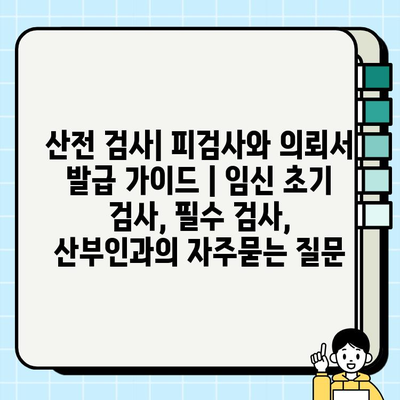 산전 검사| 피검사와 의뢰서 발급 가이드 | 임신 초기 검사, 필수 검사, 산부인과