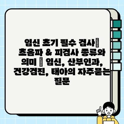 임신 초기 필수 검사| 초음파 & 피검사 종류와 의미 | 임신, 산부인과, 건강검진, 태아