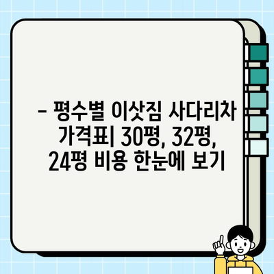 이삿짐 사다리차 비용, 30/32/24평 기준 얼마? | 비교 분석 및 확인 방법 가이드