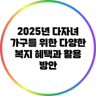 2025년 다자녀 가구를 위한 다양한 복지 혜택과 활용 방안