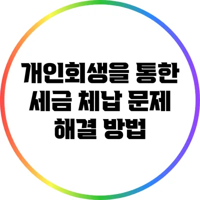 개인회생을 통한 세금 체납 문제 해결 방법