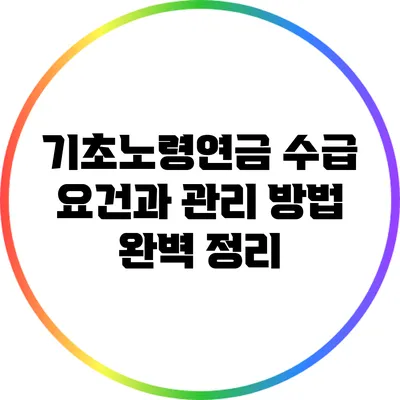 기초노령연금 수급 요건과 관리 방법 완벽 정리