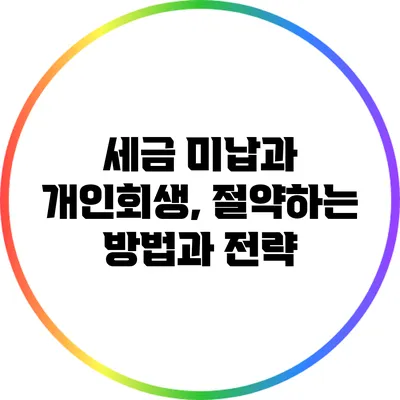 세금 미납과 개인회생, 절약하는 방법과 전략