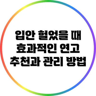 입안 헐었을 때 효과적인 연고 추천과 관리 방법