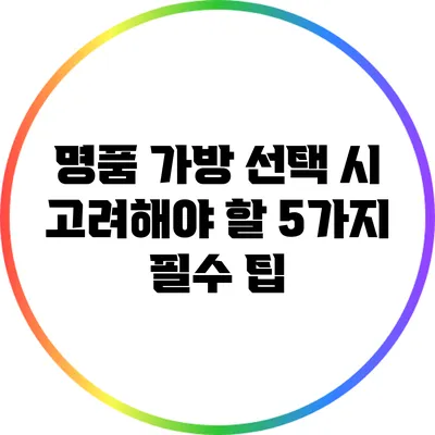 명품 가방 선택 시 고려해야 할 5가지 필수 팁