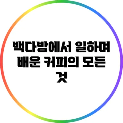 백다방에서 일하며 배운 커피의 모든 것