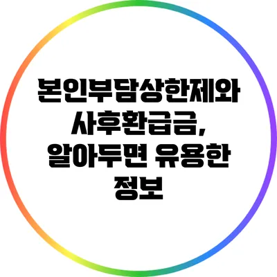 본인부담상한제와 사후환급금, 알아두면 유용한 정보