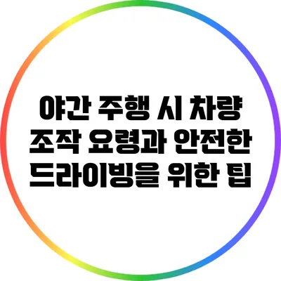 야간 주행 시 차량 조작 요령과 안전한 드라이빙을 위한 팁