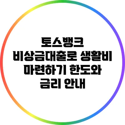 토스뱅크 비상금대출로 생활비 마련하기: 한도와 금리 안내