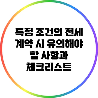 특정 조건의 전세 계약 시 유의해야 할 사항과 체크리스트