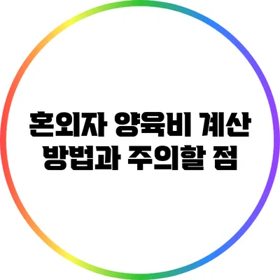 혼외자 양육비 계산 방법과 주의할 점