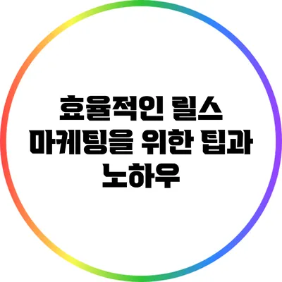 효율적인 릴스 마케팅을 위한 팁과 노하우