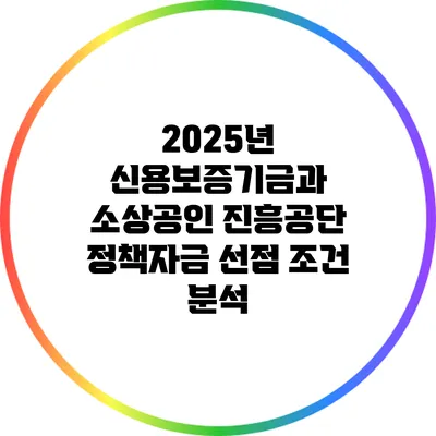 2025년 신용보증기금과 소상공인 진흥공단 정책자금 선점 조건 분석