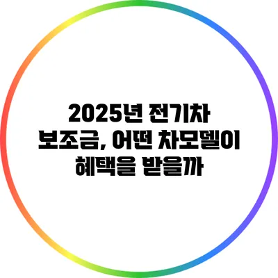 2025년 전기차 보조금, 어떤 차모델이 혜택을 받을까?