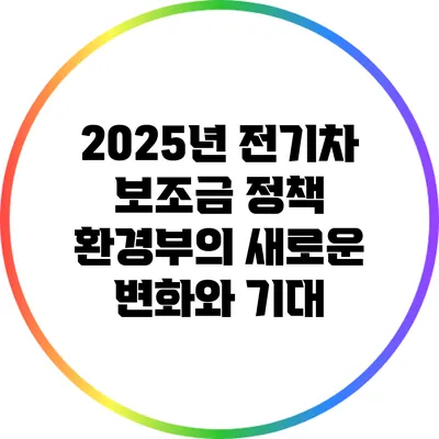 2025년 전기차 보조금 정책: 환경부의 새로운 변화와 기대