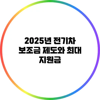2025년 전기차 보조금 제도와 최대 지원금