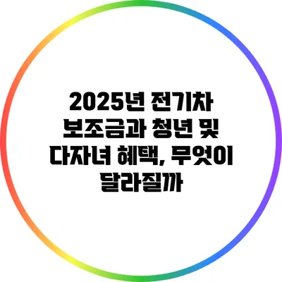 2025년 전기차 보조금과 청년 및 다자녀 혜택, 무엇이 달라질까?