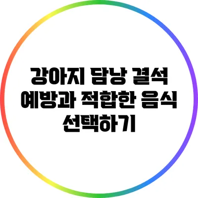 강아지 담낭 결석 예방과 적합한 음식 선택하기