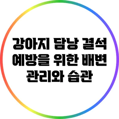 강아지 담낭 결석 예방을 위한 배변 관리와 습관