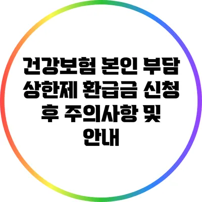 건강보험 본인 부담 상한제 환급금 신청 후 주의사항 및 안내