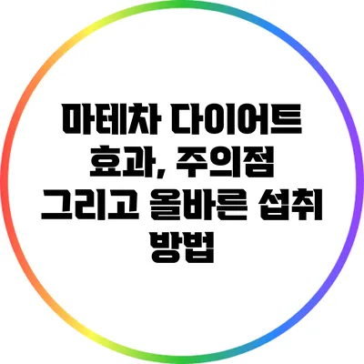 마테차 다이어트: 효과, 주의점 그리고 올바른 섭취 방법