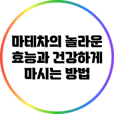 마테차의 놀라운 효능과 건강하게 마시는 방법