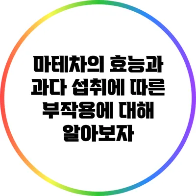 마테차의 효능과 과다 섭취에 따른 부작용에 대해 알아보자