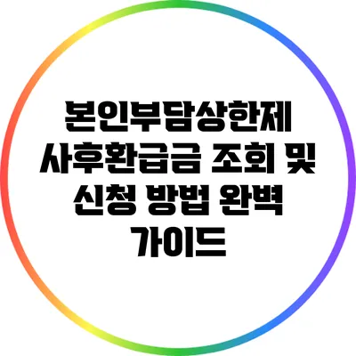 본인부담상한제 사후환급금 조회 및 신청 방법 완벽 가이드