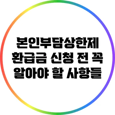 본인부담상한제 환급금 신청 전 꼭 알아야 할 사항들