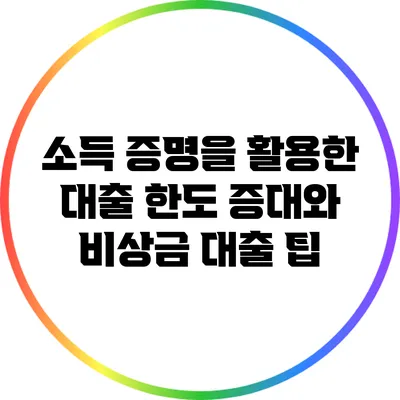 소득 증명을 활용한 대출 한도 증대와 비상금 대출 팁