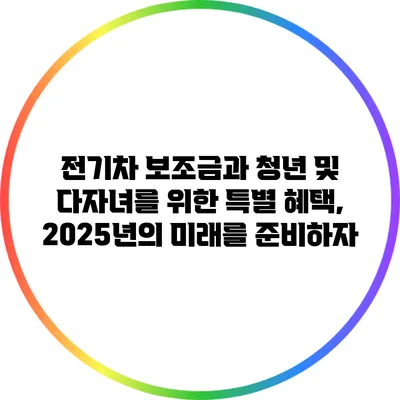전기차 보조금과 청년 및 다자녀를 위한 특별 혜택, 2025년의 미래를 준비하자